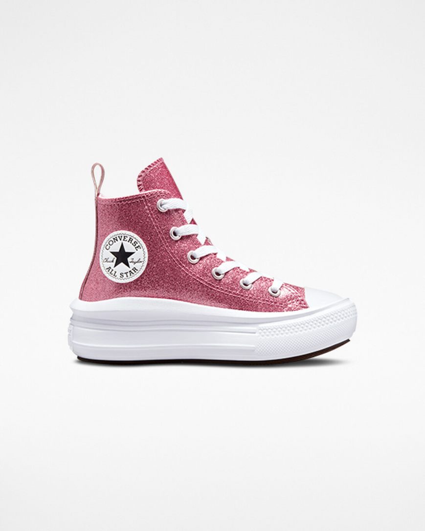 Girls\' Converse Chuck Taylor All Star Move Glitter High Top Platform Shoes Pink / Purple / White | AU 36480G